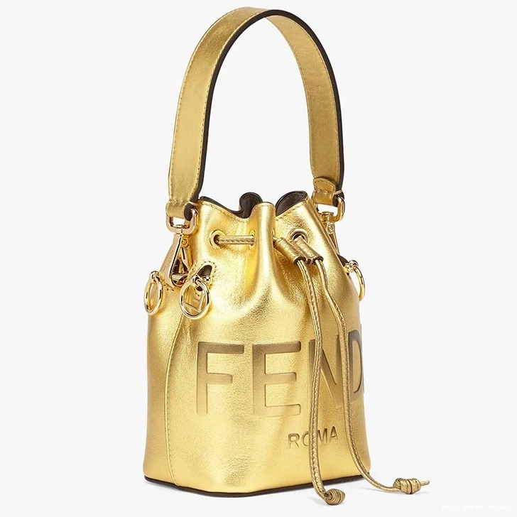 Affordable In Tresor Gold Bucket Calf Logo Mon Bag ROMA Fendi Leather Mini 0713